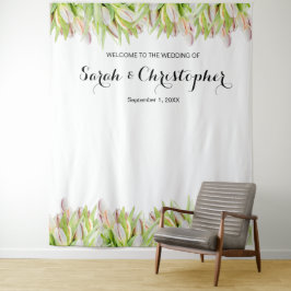 Persoonlijke Trouwfoto Achtergrond | Roze Tulpen Wandkleed