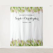 Persoonlijke Trouwfoto Achtergrond | Roze Tulpen Wandkleed (Voorkant)