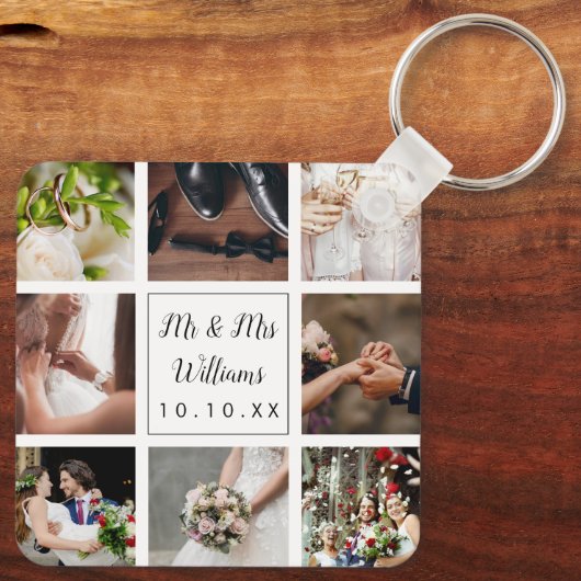 Persoonlijke Trouwfoto Collage Sleutelhanger (Achterkant)