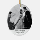 Persoonlijke Trouwfoto Kerst Keramisch Ornament (Rechts)