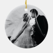 Persoonlijke Trouwfoto Kerst Keramisch Ornament (Achterkant)