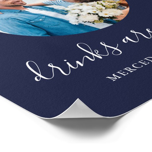 Persoonlijke trouwfoto met marineblauw open bar-bo poster (Hoek)