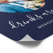 Persoonlijke trouwfoto met marineblauw open bar poster (Hoek)