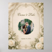 Persoonlijke Trouwfoto Poster | Elegante Bloemen (Voorkant)