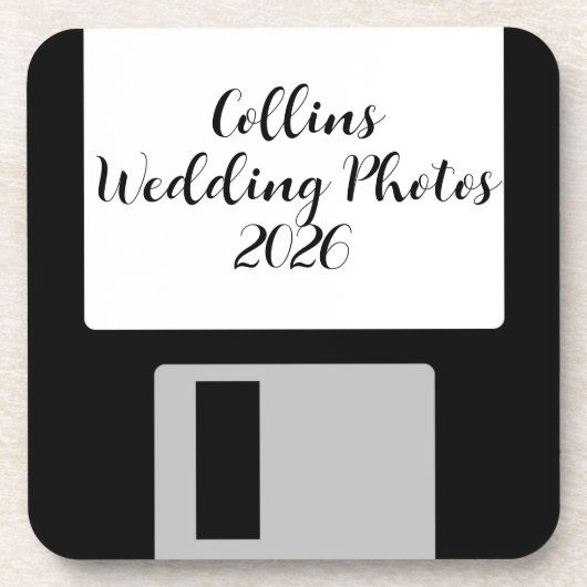 Persoonlijke Trouwfoto's Floppy Disk Onderzetter - (Voorkant)