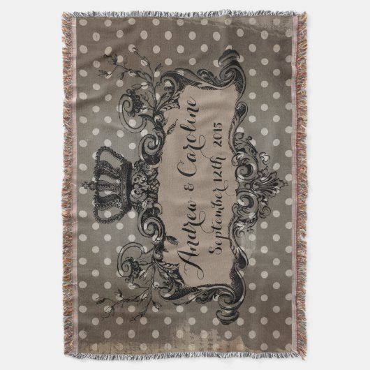 Persoonlijke trouwingskoningskroon op gespikkelde  deken (Voorkant Verticaal)