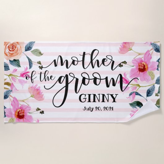 Persoonlijke Trouwjurk Bloemig Moeder van de Bruid Strandlaken (Voorkant)