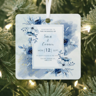 Persoonlijke trouwkaart herinnering – Elegant Metalen Ornament