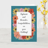 Persoonlijke trouwkaart met felgroene felicitatie kaart (Gele Bloem)