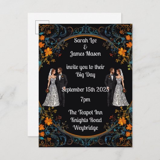 Persoonlijke trouwkaarten en uitnodigingen (Voorkant / Achterkant)