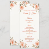 Persoonlijke Trouwmenukaart met Bloemen Menu (Voorkant / Achterkant)