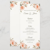 Persoonlijke Trouwmenukaart met Bloemen Menu (Voorkant / Achterkant)