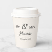 Persoonlijke trouwnaam ampersand-paar papieren bekers (Voorkant)