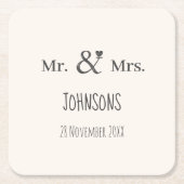 Persoonlijke trouwnaam ampersand-typografie kartonnen onderzetters (Voorkant)