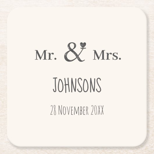 Persoonlijke trouwnaam ampersand-typografie kartonnen onderzetters (Voorkant)