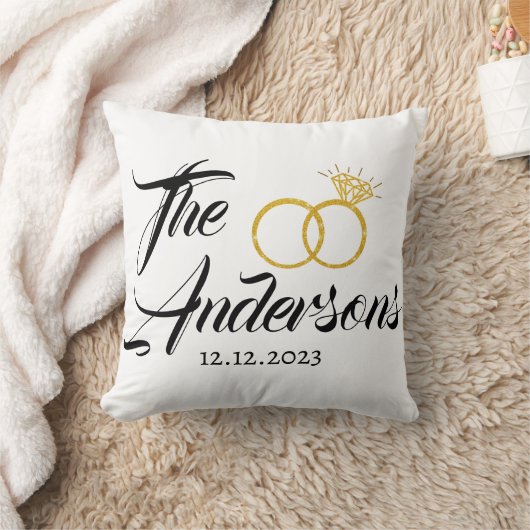 Persoonlijke trouwring geschenk naam datum  kussen (Deken)