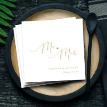 Persoonlijke trouwscriptie voor Mr en Mrs in goud
