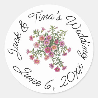 Persoonlijke trouwstickers ronde sticker