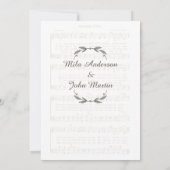 Persoonlijke trouwuitnodiging met muziekscore kaart (Achterkant)