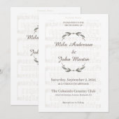 Persoonlijke trouwuitnodiging met muziekscore kaart (Voorkant / Achterkant)