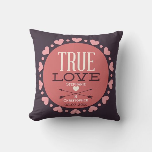 Persoonlijke True Love Wedding Gift Kussen (Voorkant)