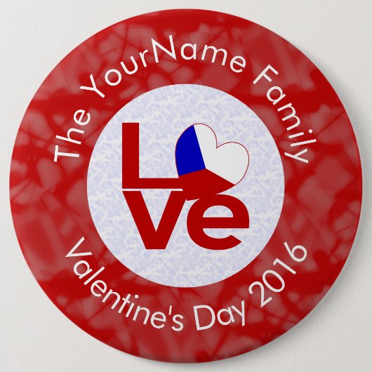 Persoonlijke Tsjechië Rode LOVE Vlag Ronde Button 6,0 Cm (Voorkant)