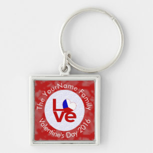 Persoonlijke Tsjechië Rode LOVE Vlag Sleutelhanger