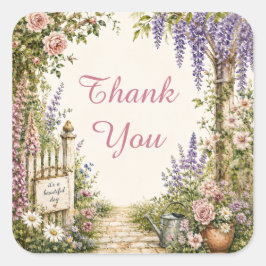 Persoonlijke Tuinbloemsticker Cottage Stijl Vierkante Sticker