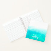 Persoonlijke Turqoise Ombre Marbling Notitieboek (Binnen)