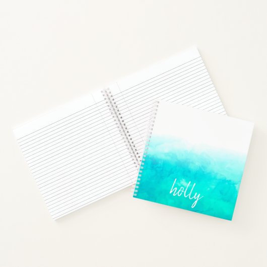 Persoonlijke Turqoise Ombre Marbling Notitieboek (Binnen)