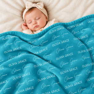 Persoonlijke turquoise baby naam nursery deken