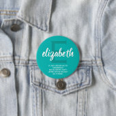 Persoonlijke Turquoise Bachelorette Party Ronde Button 7,6 Cm (In situ)