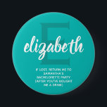 Persoonlijke Turquoise Bachelorette Party Ronde Button 7,6 Cm<br><div class="desc">Turquoise en witte knoop gepersonaliseerd met de naam van uw bruidsmeisje,  over een groot initiaal en om het even welke formulering u op de bodem kiest. Geweldige vrijgezellenfeest of meisjes weekendgunst. Meer kleuren in onze winkel en meer cadeauideeën.</div>
