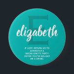 Persoonlijke Turquoise Bachelorette Party Ronde Button 7,6 Cm<br><div class="desc">Turquoise en witte knoop gepersonaliseerd met de naam van uw bruidsmeisje,  over een groot initiaal en om het even welke formulering u op de bodem kiest. Geweldige vrijgezellenfeest of meisjes weekendgunst. Meer kleuren in onze winkel en meer cadeauideeën.</div>