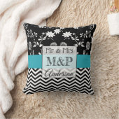 Persoonlijke Turquoise Black Wedding Pillow Kussen (Deken)