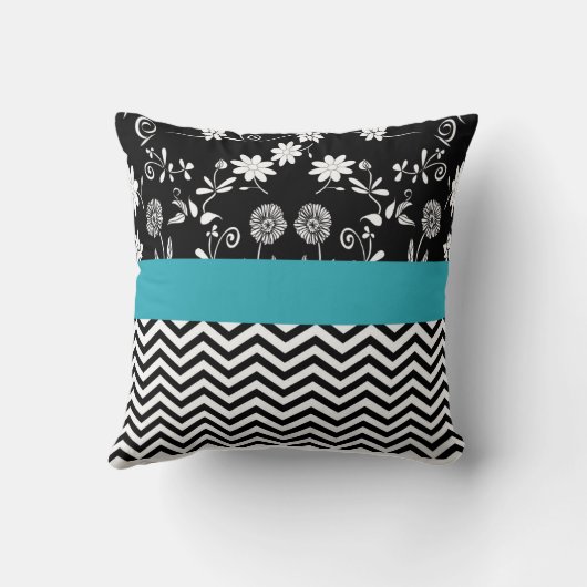 Persoonlijke Turquoise Black Wedding Pillow Kussen (Achterkant)