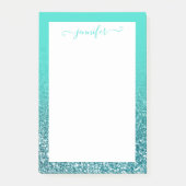 Persoonlijke Turquoise en Blauwgroen Glitter Ombre Post-it® Notes (Voorkant)