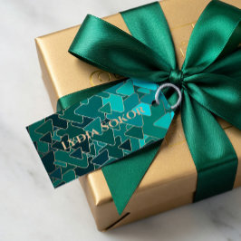 Persoonlijke turquoise en gouden geometrische  cadeaulabel