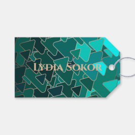 Persoonlijke turquoise en gouden geometrische vorm cadeaulabel