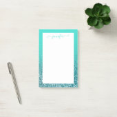 Persoonlijke turquoise en turkoois glinsterende om post-it® notes (Kantoor)