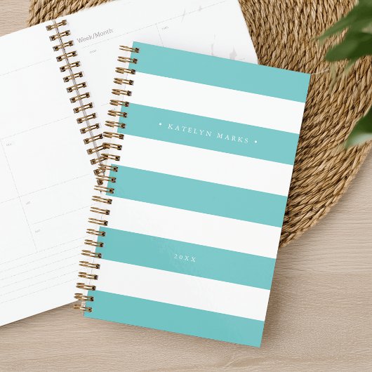Persoonlijke Turquoise en White Stripe Planner