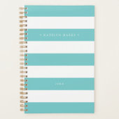 Persoonlijke Turquoise en White Stripe Planner (Voorkant)
