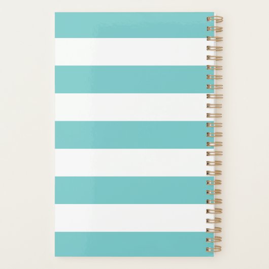 Persoonlijke Turquoise en White Stripe Planner (Achterkant)