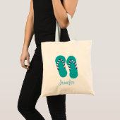 Persoonlijke Turquoise Flip Flop Sandals Canvas ta Tote Bag (Voorkant (product))