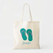Persoonlijke Turquoise Flip Flop Sandals Canvas ta Tote Bag (Voorkant)