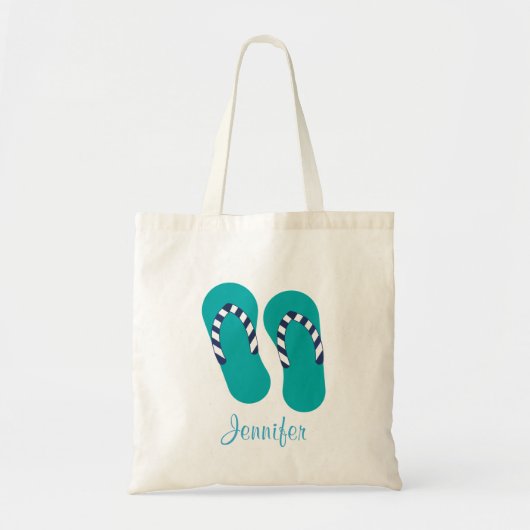 Persoonlijke Turquoise Flip Flop Sandals Canvas ta Tote Bag (Voorkant)