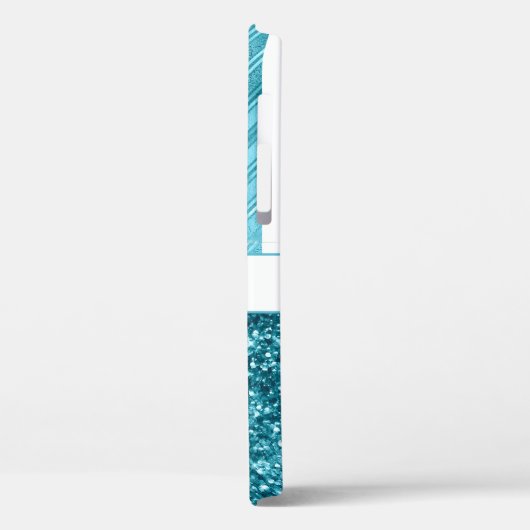 Persoonlijke Turquoise Floral Glitter Case-Mate iPhone Case (Achterkant / Links)