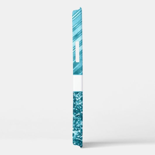 Persoonlijke Turquoise Floral Glitter Case-Mate iPhone Case (Achterkant / Rechts)