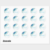 Persoonlijke Turquoise Floral Ronde Sticker (Vel)