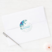 Persoonlijke Turquoise Floral Ronde Sticker (Envelop)